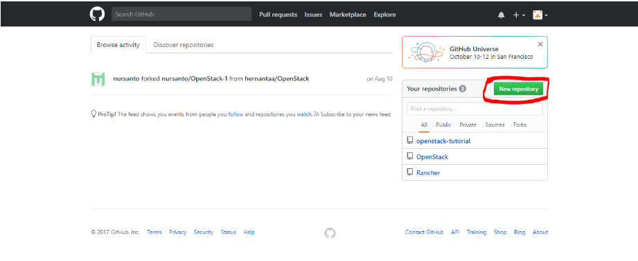 Log in to GitHub, create a new repository, and push local repository to the remote repository