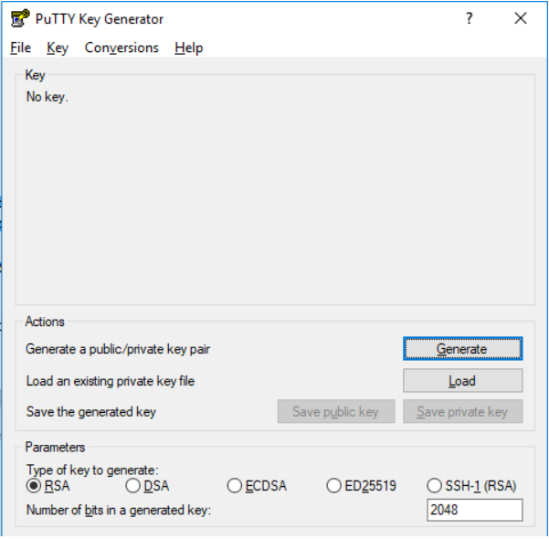 Generate SSH Key Pair by moving your mouse.