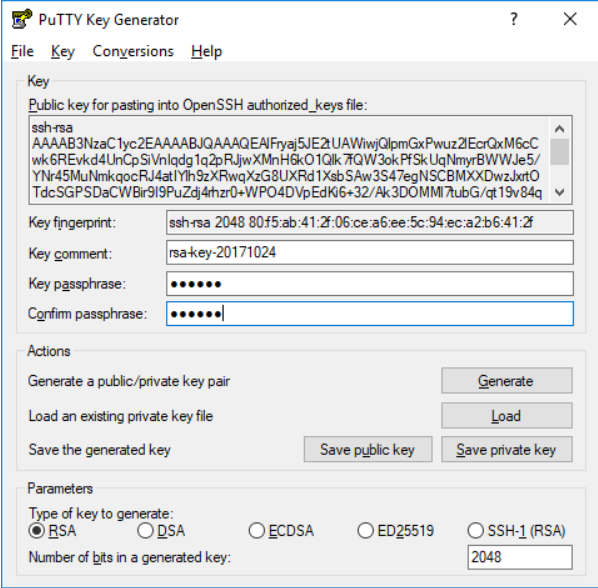 Generate SSH key pair with PuTTYgen