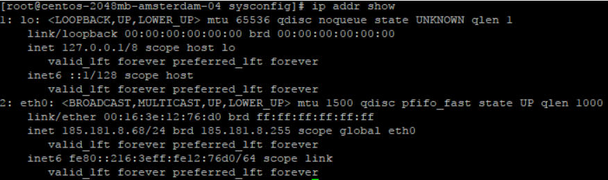 Command to identify the IP address on CentOS system