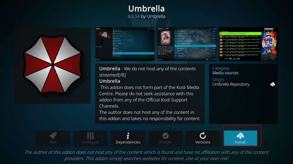 Umbrella (Kodi 20 Addon)